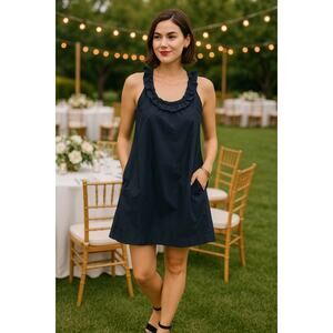 NWOT Anthropologie Fei Carambola Ruffle Shift Dress Size 6 charcoal gray